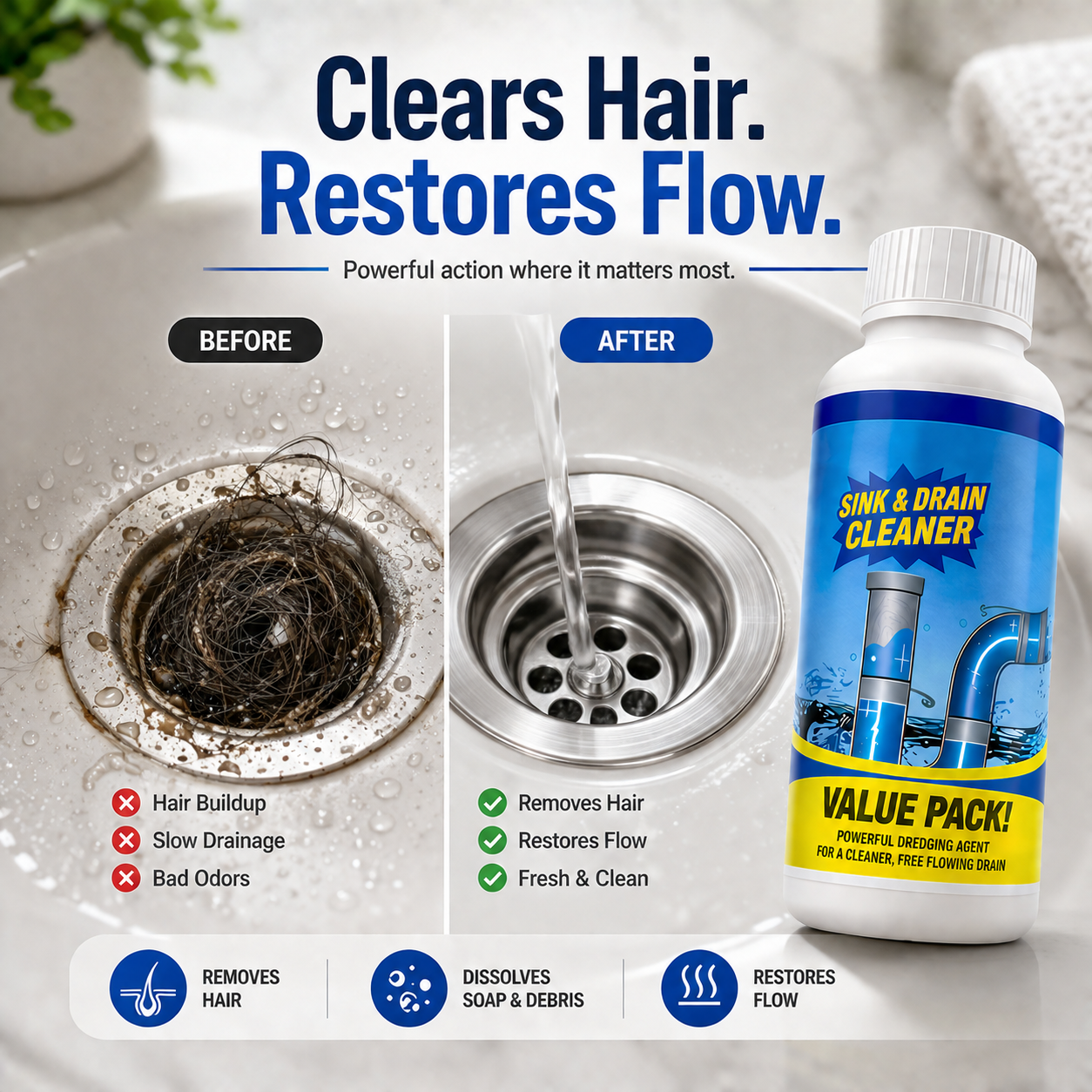Powerful Drain & Sink Cleaner | Buy 1 Get 3 FREE 🔥
